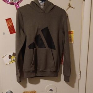Adidas Olive Hoodie with Black Logo